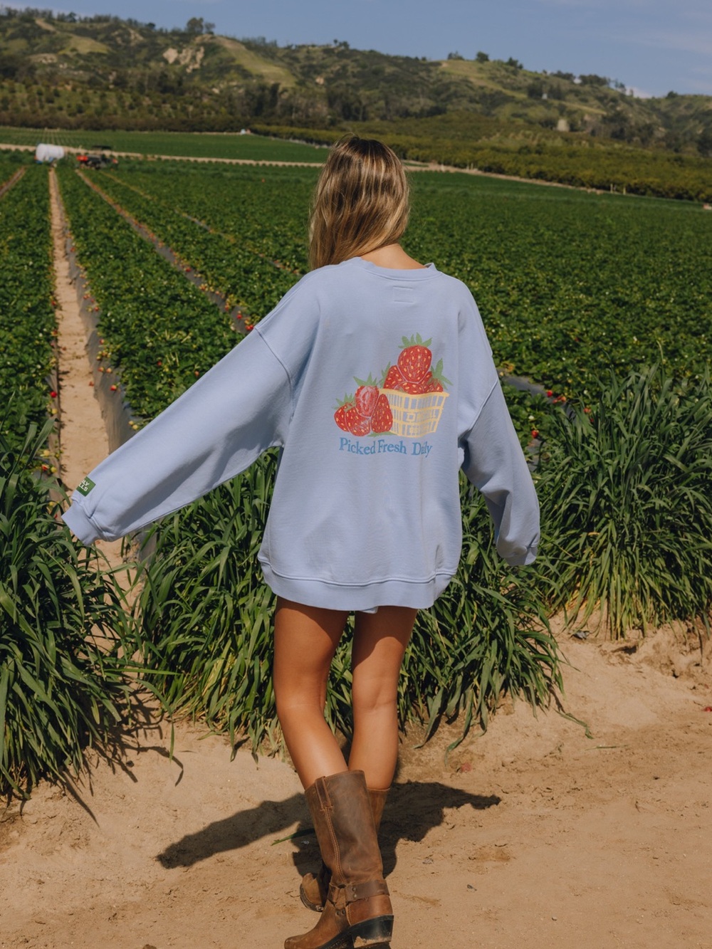 Daily Drills x Driscoll's Oversized Picked Fresh Strawberry Sweatshirt M/L NWT - Picture 2 of 6